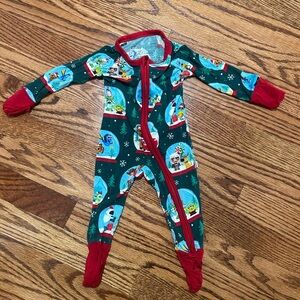 Little Sleepies Festive Green and Red Kids Footie